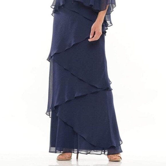 NWT Marsoni by Colors M309 Ruffled Mother of the Bride Dress Navy Size 16 - Picture 2 of 6
